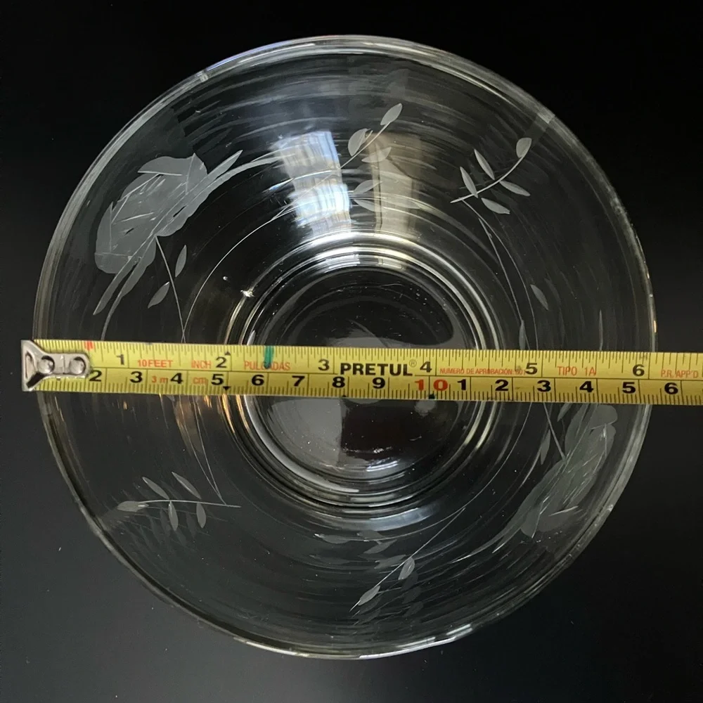 Vintage Etched Glass Ice Bucket-Bowl